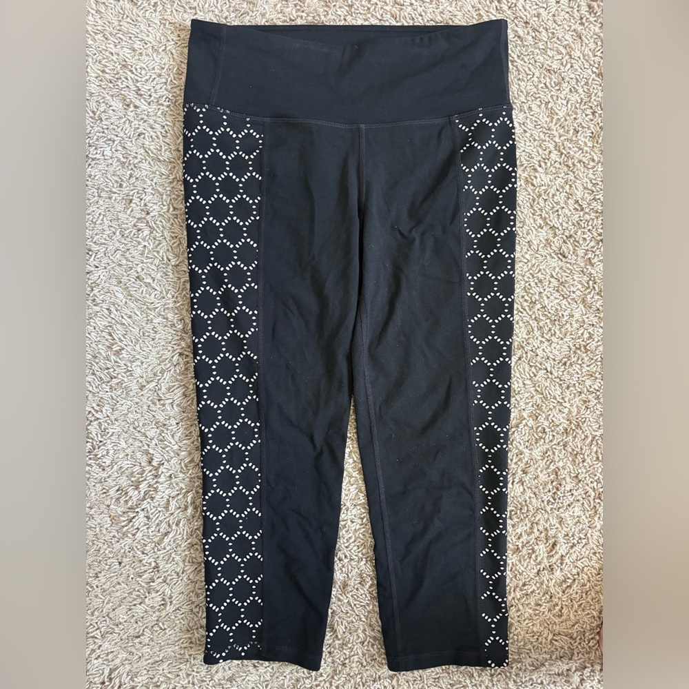 Athleta Black Leggings with White Accents